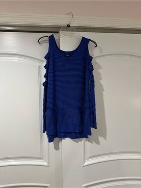 Nollie Royal Blue Cold-Shoulder Knit Tank with Side Ties